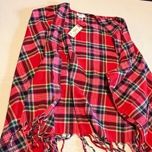 Crown & Ivy Red and Pink Plaid Jacket/Wrap